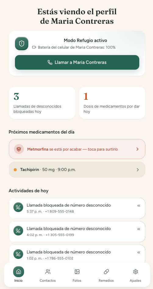 Lista de llamadas de desconocidos bloqueadas automáticamente